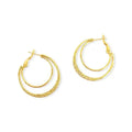 Gold Double Hoop Earrings - 18K Gold Triple Plated Water Resistant - Heritage - Boutique.com