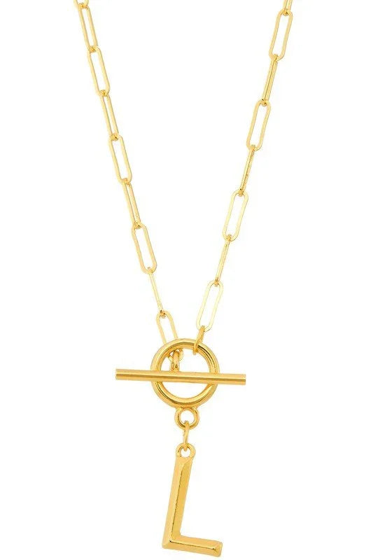 Gold Initial Necklace with Toggle Closure - Heritage - Boutique.com