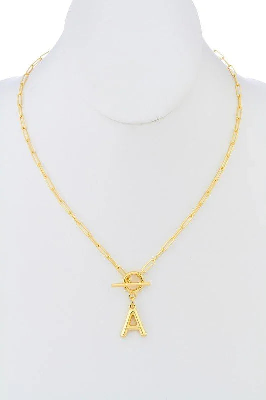 Gold Initial Necklace with Toggle Closure - Heritage - Boutique.com