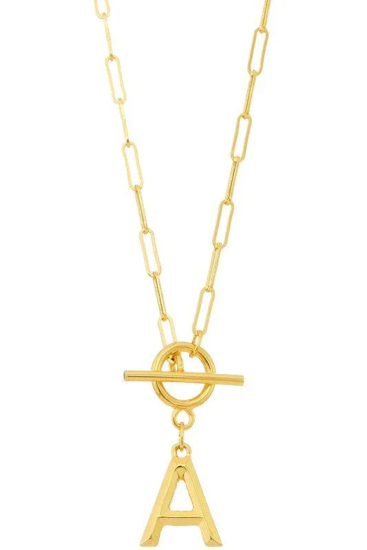 Gold Initial Necklace with Toggle Closure - Heritage - Boutique.com