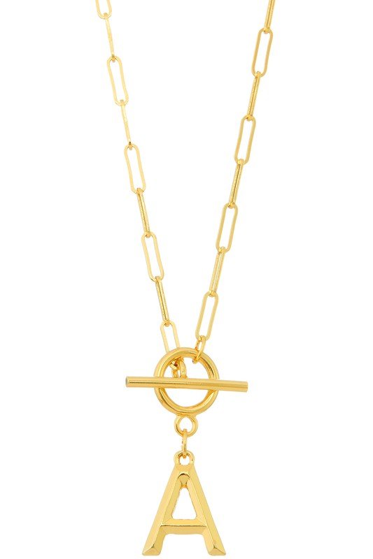 Gold Initial Necklace with Toggle Closure - Heritage - Boutique.com
