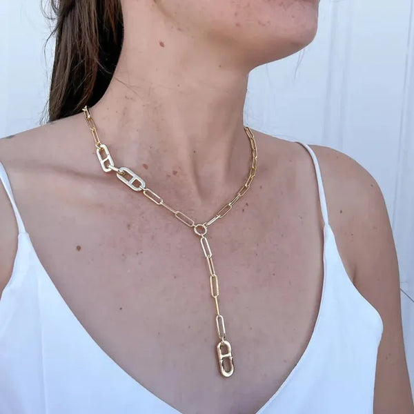 Gold Lariat Chain Necklace - Heritage-Boutique.com