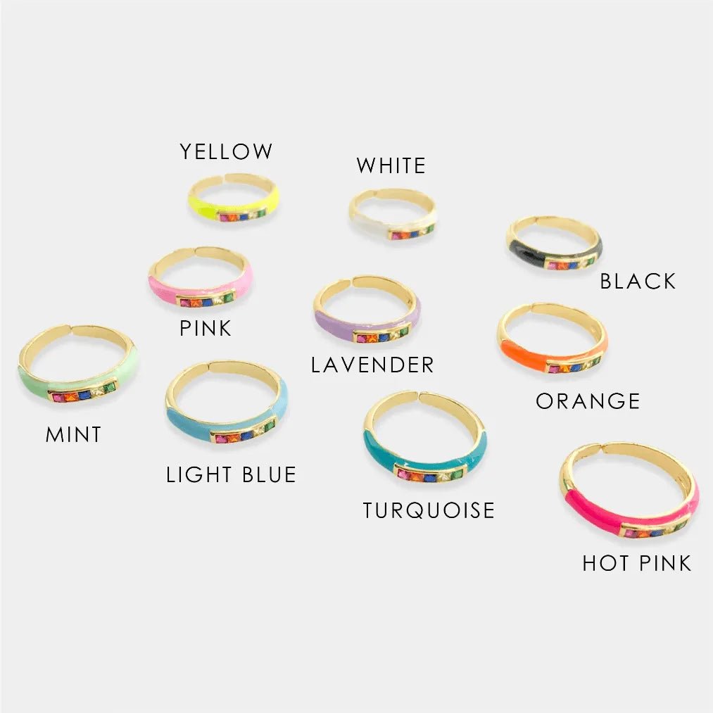 Gold Plated Multi Stone Enamel Ring - Heritage - Boutique.com