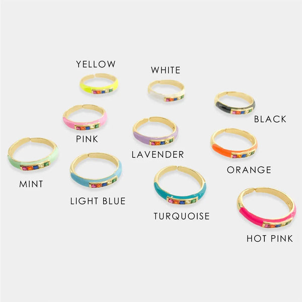 Gold Plated Multi Stone Enamel Ring - Heritage-Boutique.com
