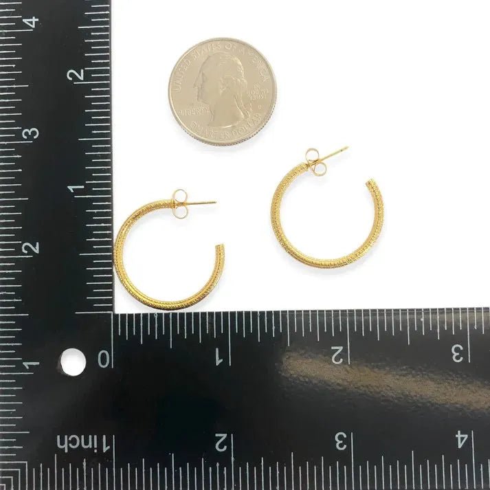 Gold Ribbed Water Resistant Earrings - Heritage - Boutique.com