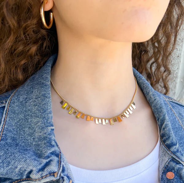 Gold Water Resistant Dangling Charm Necklace - Heritage - Boutique.com