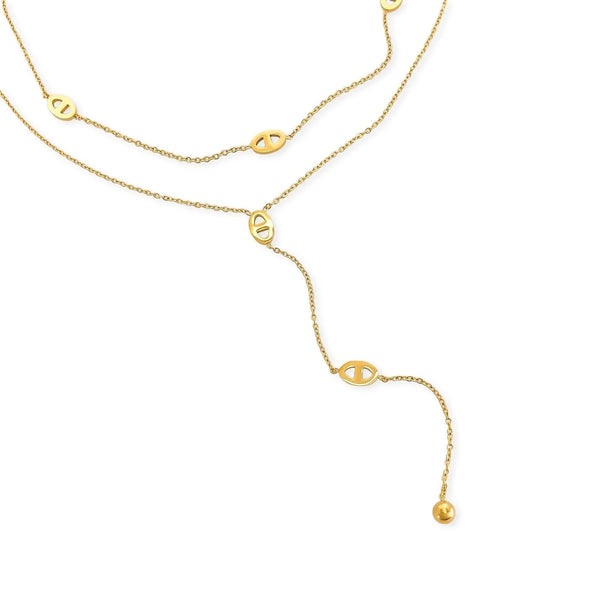 Gold Water Resistant Mariner Double Chain Mariner Necklace - Heritage-Boutique.com