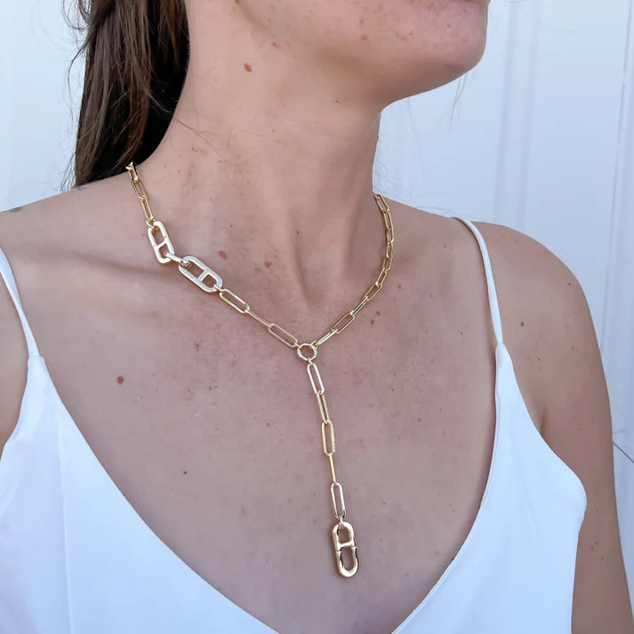Gold Lariat Chain Necklace