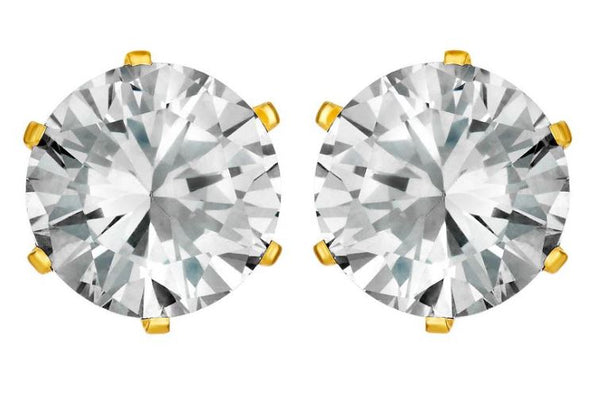 Gold Cubic Zirconia Stud Earrings