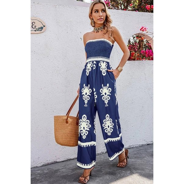 Greek Print Jumpsuit - Heritage - Boutique.com
