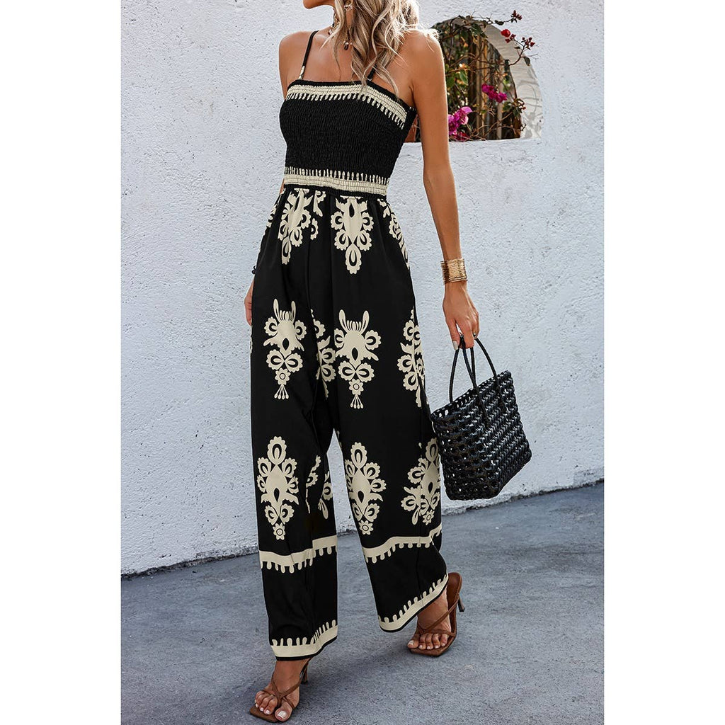 Greek Print Jumpsuit - Heritage - Boutique.com