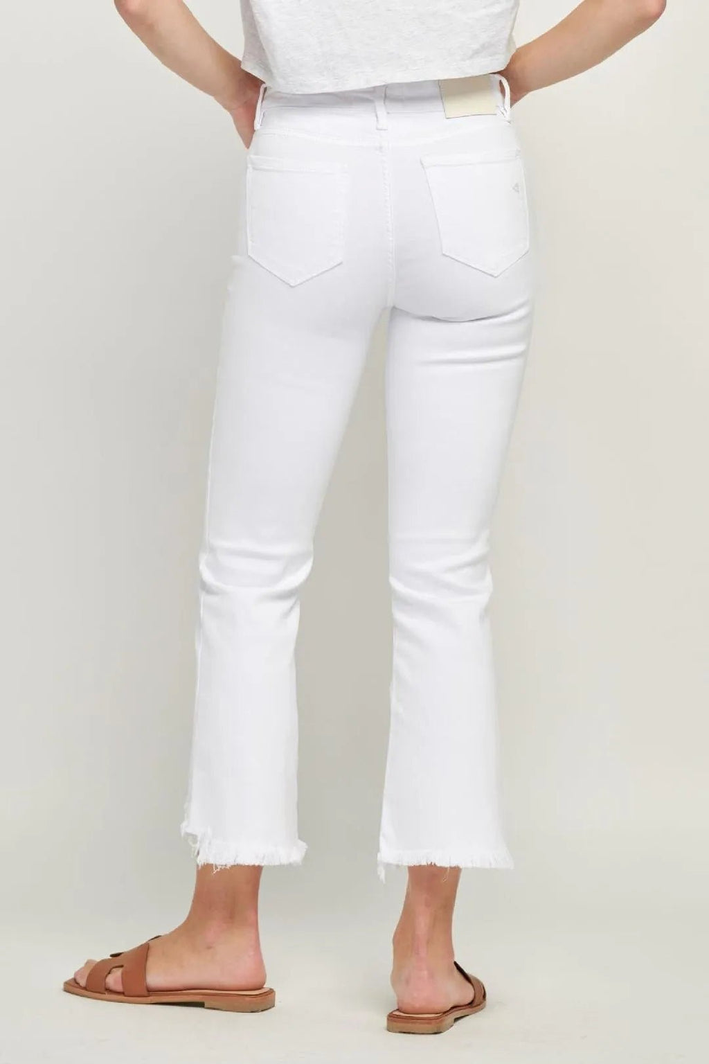HAPPI WHITE FRAYED CROPPED FLARE JEANS - Heritage - Boutique.com