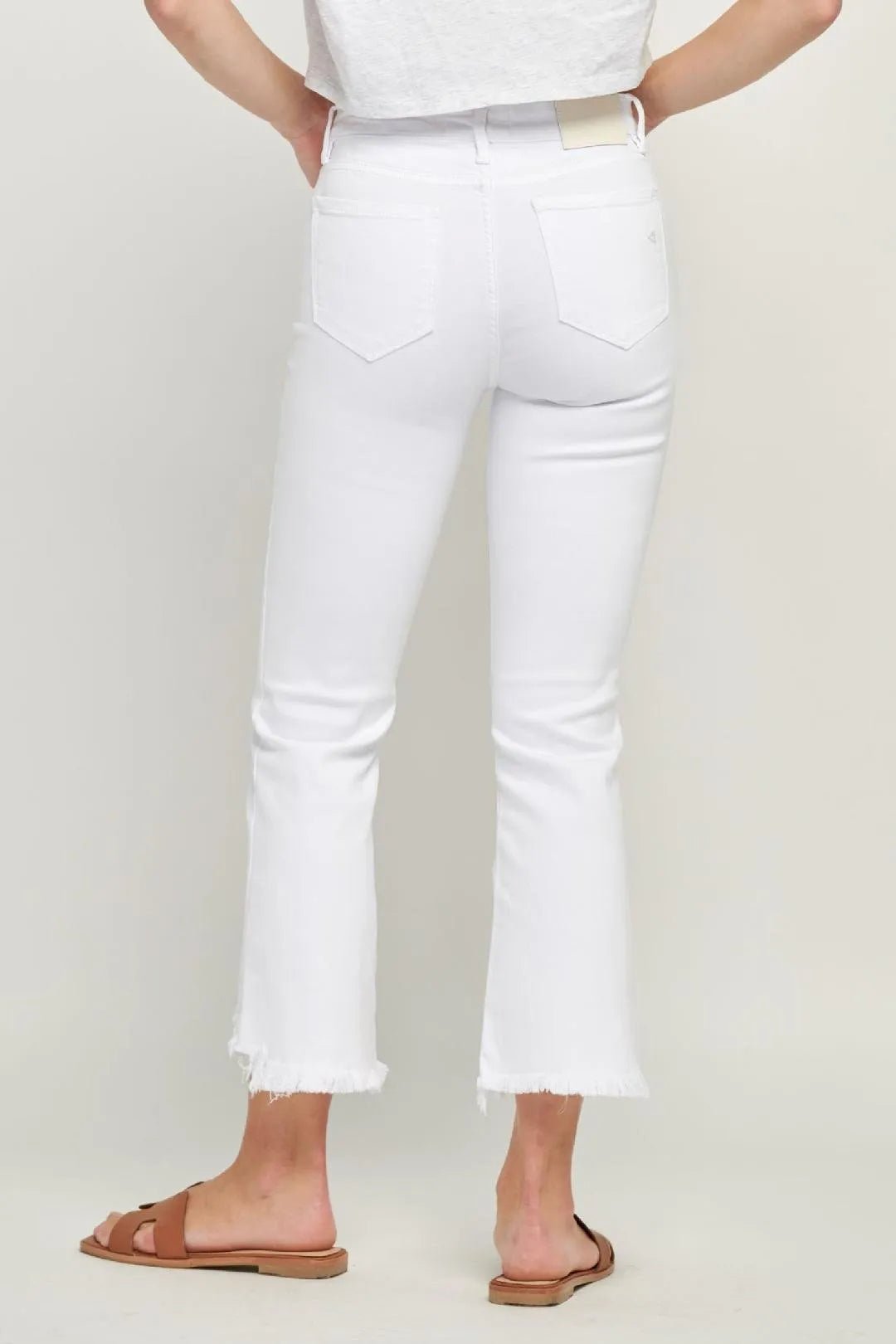 HAPPI WHITE FRAYED CROPPED FLARE JEANS - Heritage - Boutique.com