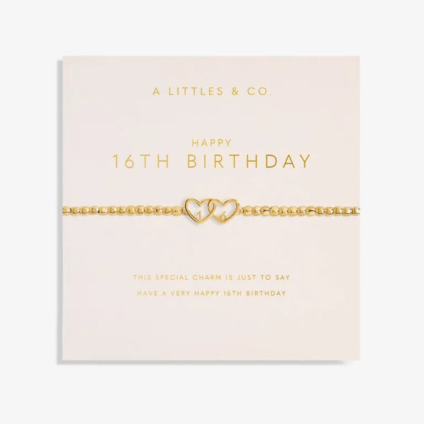Happy 16th' Bracelet in Gold-Tone Plating - Heritage-Boutique.com