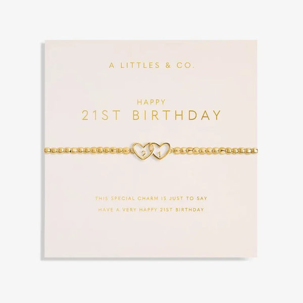 ‘Happy 21st' Bracelet in Gold-Tone Plating - Heritage-Boutique.com