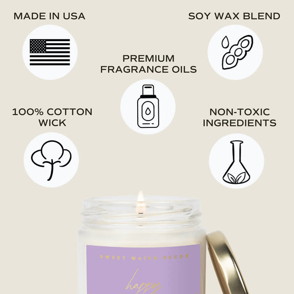 Happy Birthday 9 oz Soy Candle (Gold Foil) - Decor & Gifts - Heritage-Boutique.com