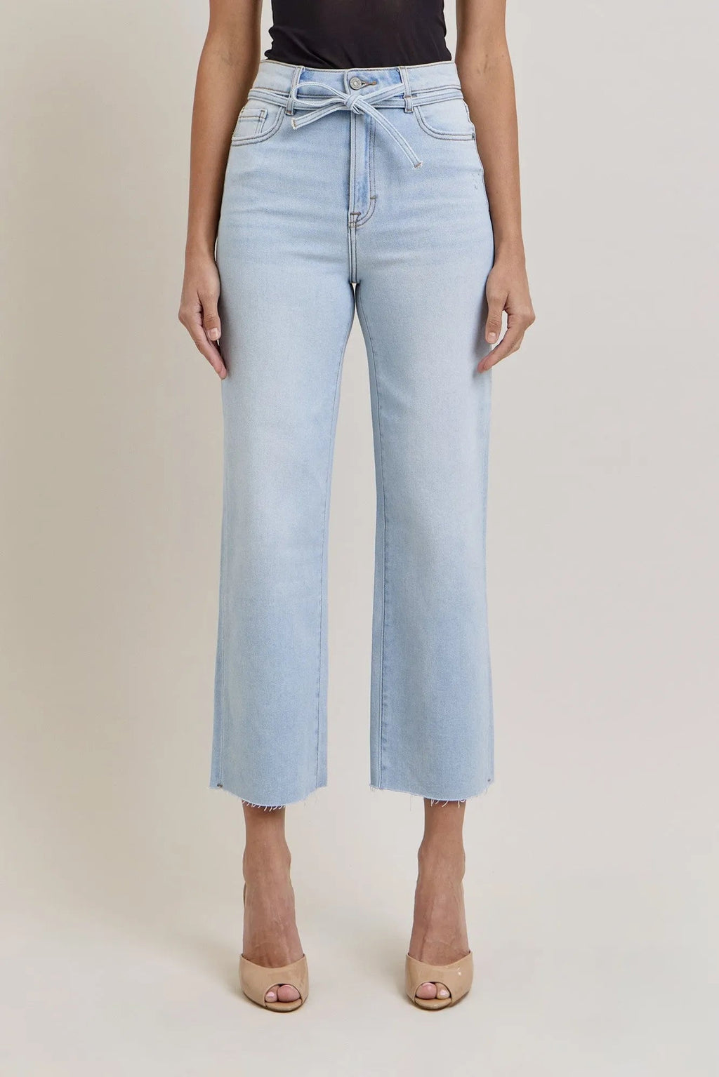 HIDDEN High Rise Light Wash Tie Waist Jean - Heritage - Boutique.com