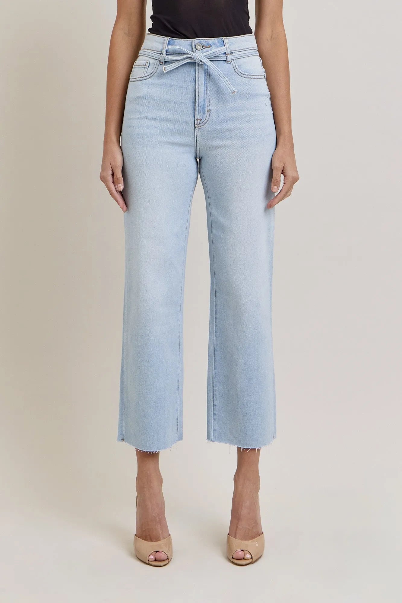 HIDDEN High Rise Light Wash Tie Waist Jean - Heritage - Boutique.com