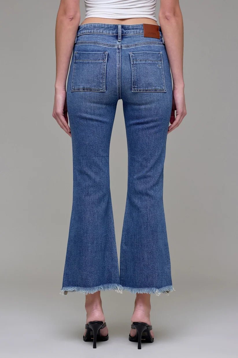 Hidden Jeans Happi Mid Rise Cropped Frayed Hem Flare - Heritage-Boutique.com