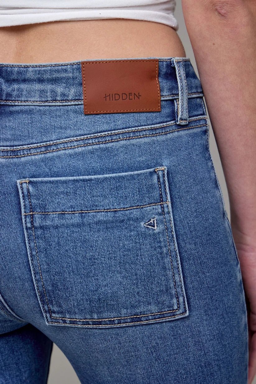 Hidden Jeans Happi Mid Rise Cropped Frayed Hem Flare - Heritage-Boutique.com