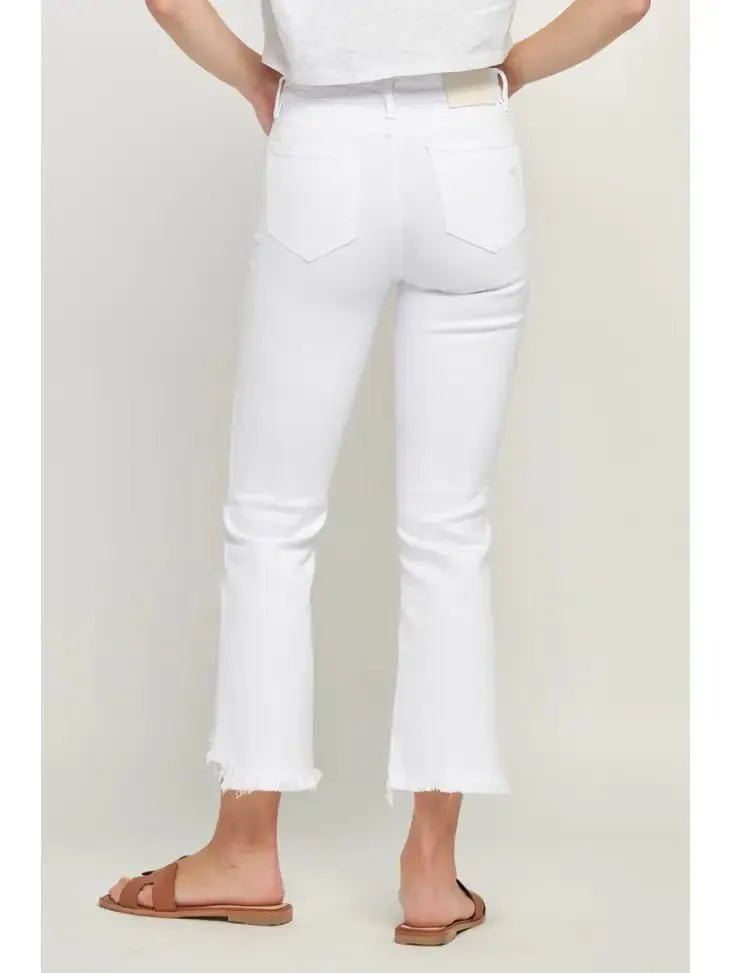 HIDDEN White Frayed Hem Cropped Flare - Heritage - Boutique.com