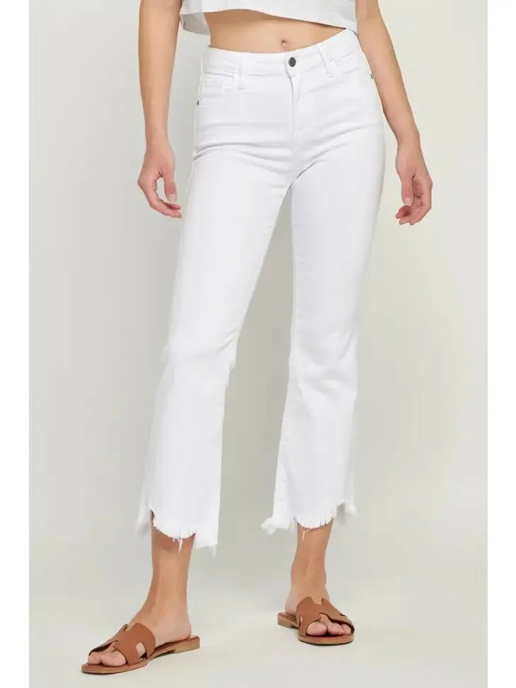 HIDDEN White Frayed Hem Cropped Flare - Heritage-Boutique.com