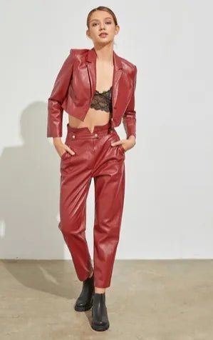 Hot - To - Trot Faux Leather Crop Blazer by DO+BE - Heritage - Boutique.com