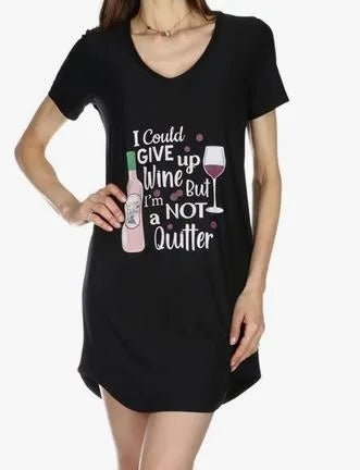 I Could Give Up Wine, But I'm Not a Quitter - V - Neck Sleepshirt - Heritage - Boutique.com