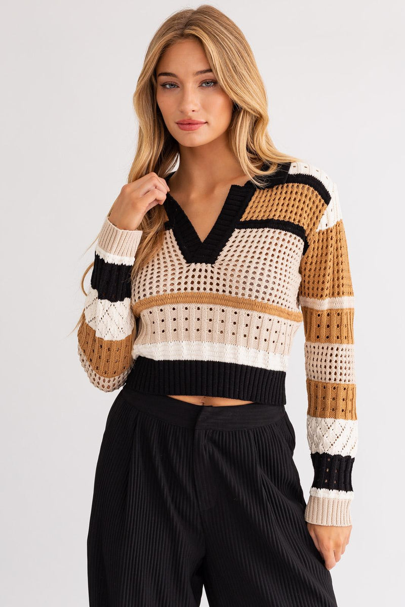 Pointelle Collared Sweater