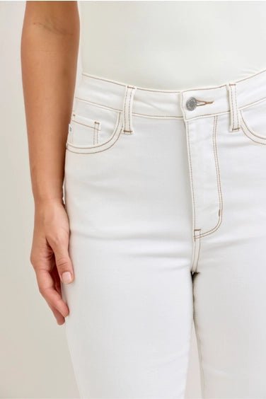Judy Blue High Waist Kick Flare White Jeans – Stretch Cropped Fit - Heritage - Boutique.com