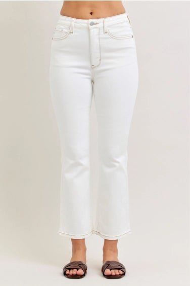 Judy Blue High Waist Kick Flare White Jeans – Stretch Cropped Fit - Heritage - Boutique.com
