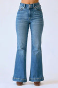 Judy Blue High Waist Tummy Control Double Button Flare Jeans Petite - Heritage - Boutique.com
