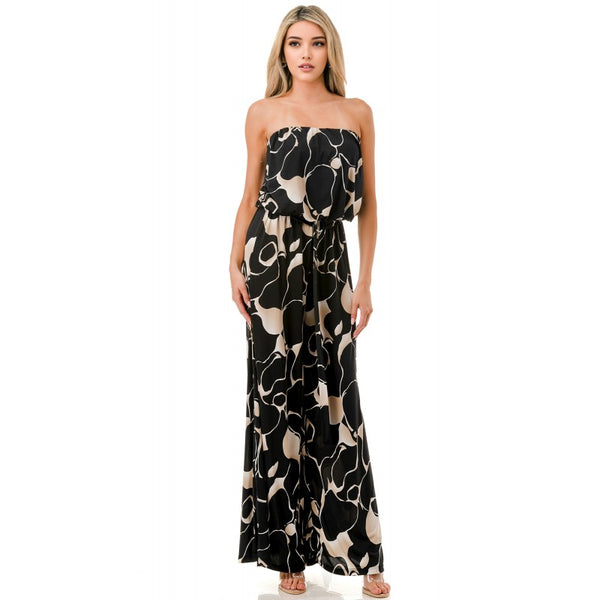 Black Strapless Belted Jumpsuit BEST SELLER