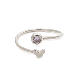 Birthstone Heart Ring Silver