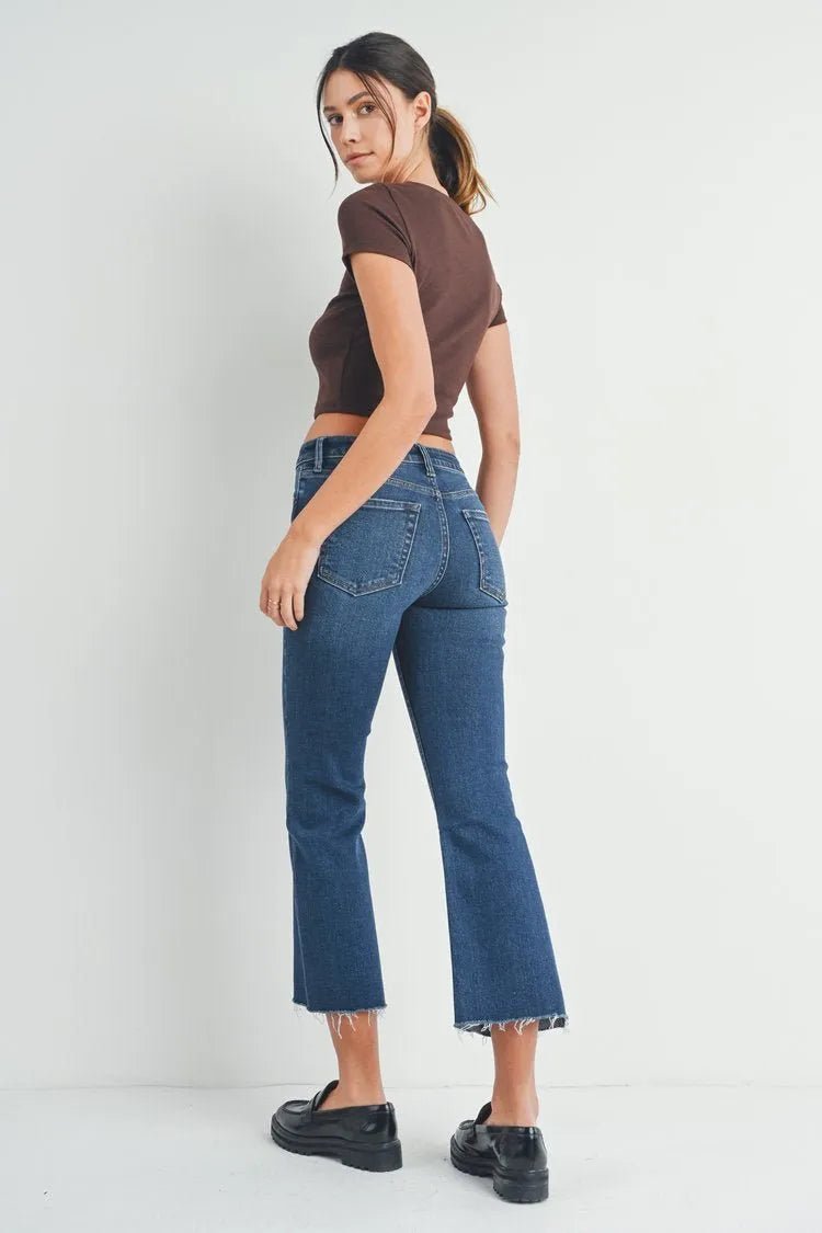 Just Black Cropped Flare Blue Jeans - Heritage - Boutique.com