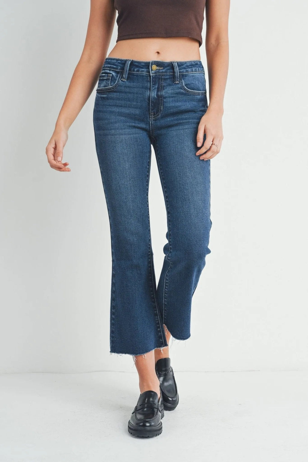 Just Black Cropped Flare Blue Jeans - Heritage - Boutique.com