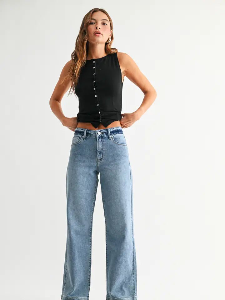 Just Black Denim High Rise Sweatpant Jeans – Relaxed Wide Leg Comfort Fit - Heritage - Boutique.com