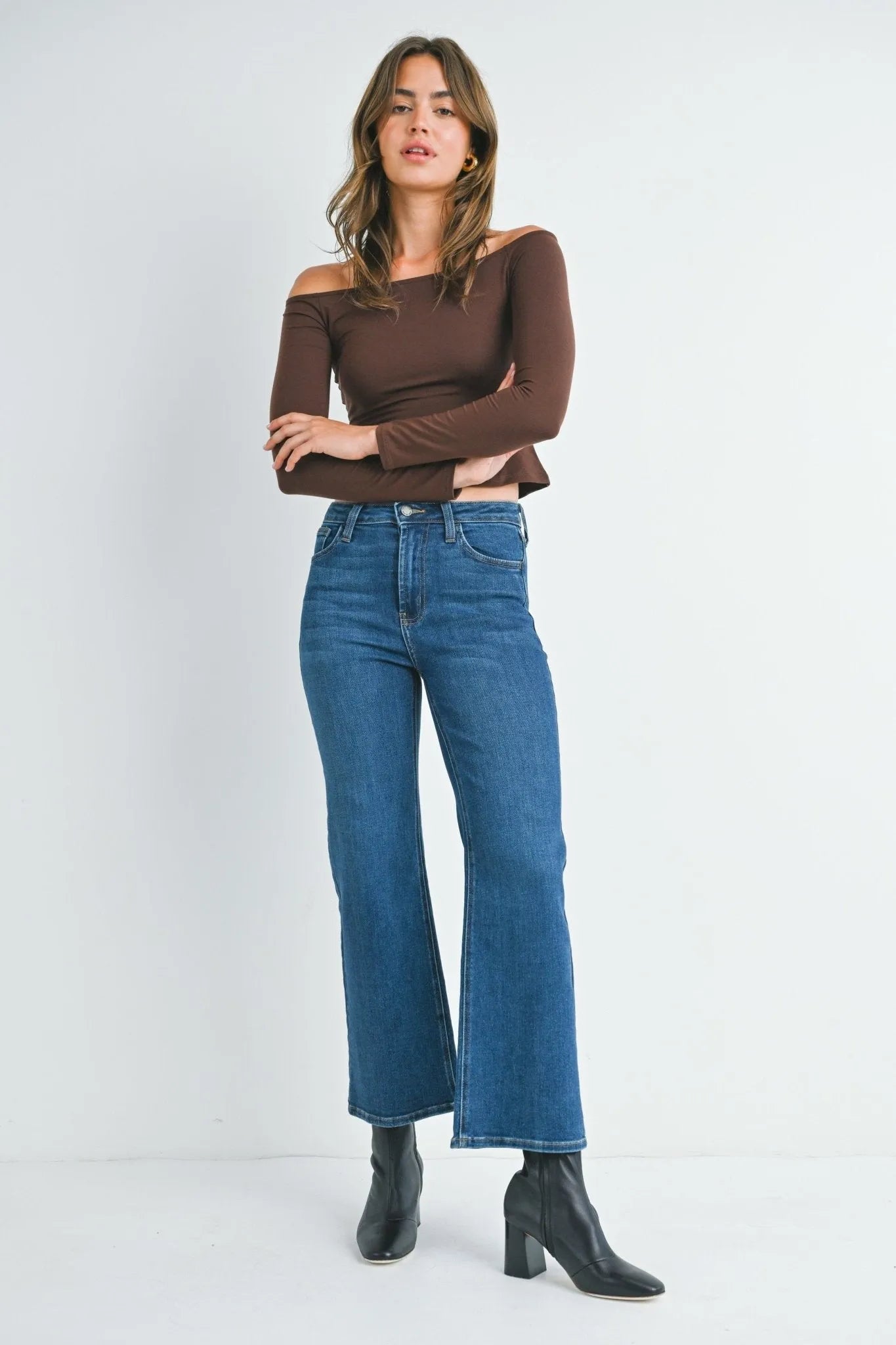 JUST BLACK Wide Leg Dark Denim Jean - Heritage - Boutique.com
