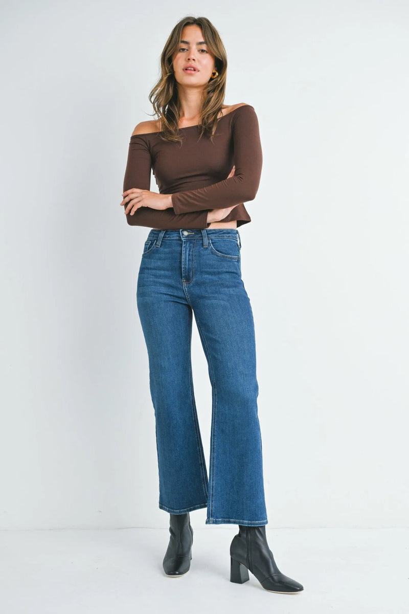 JUST BLACK Wide Leg Dark Denim Jean - Heritage-Boutique.com