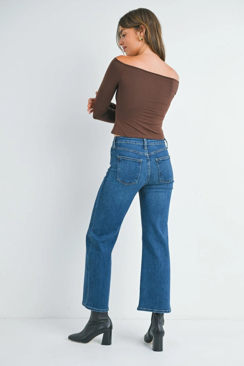 JUST BLACK Wide Leg Dark Denim Jean - Heritage-Boutique.com