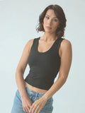 Klassy Black Large Ribbed Scoop Tank Brami - Heritage - Boutique.com