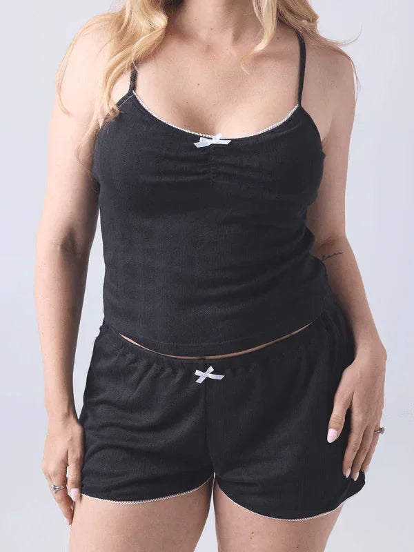 Klassy Black Pointelle PJ Cami - Heritage - Boutique.com