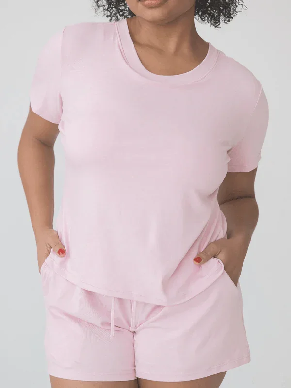 Klassy Pink Crew Neck Pajama Short Sleeve - Heritage - Boutique.com