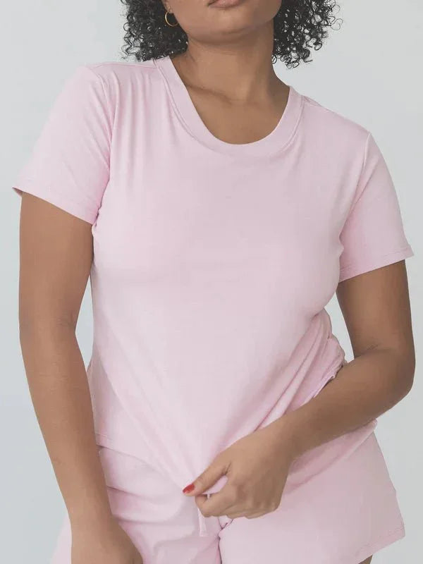 Klassy Pink Crew Neck Pajama Short Sleeve - Heritage - Boutique.com