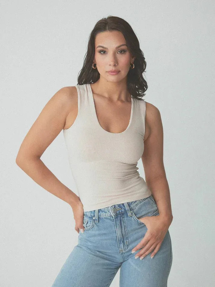 Klassy Ribbed Scoop Tank - Brami - Heritage - Boutique.com