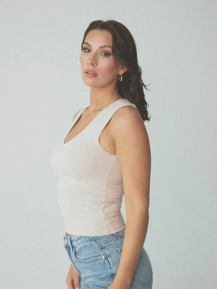 Klassy Ribbed Scoop Tank - Brami - Heritage - Boutique.com