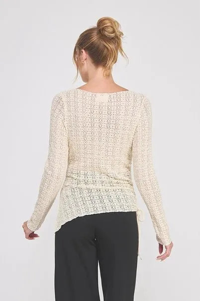 Knit Lace Boat Neck Top - Heritage - Boutique.com