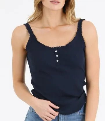 Lace Trim Rib Knit Tank - Heritage - Boutique.com