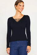 Lace - Up Ribbed Knit Top - Heritage - Boutique.com