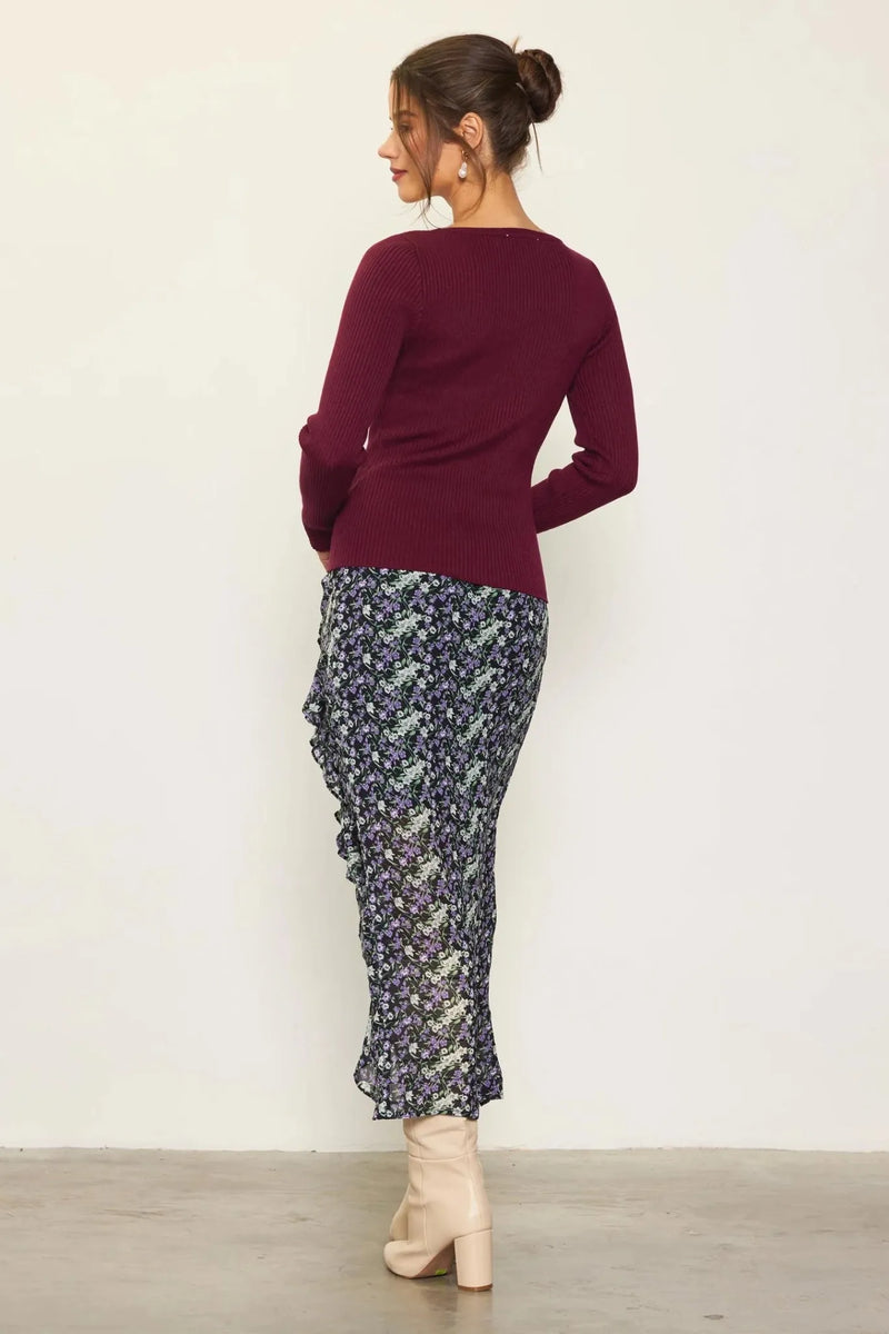 Lace-Up Ribbed Knit Top - Heritage-Boutique.com